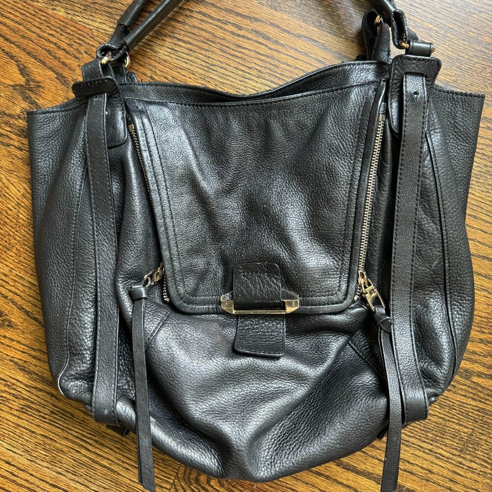 Kooba Black Leather Jonnie Shopper Bag Gold Hardware